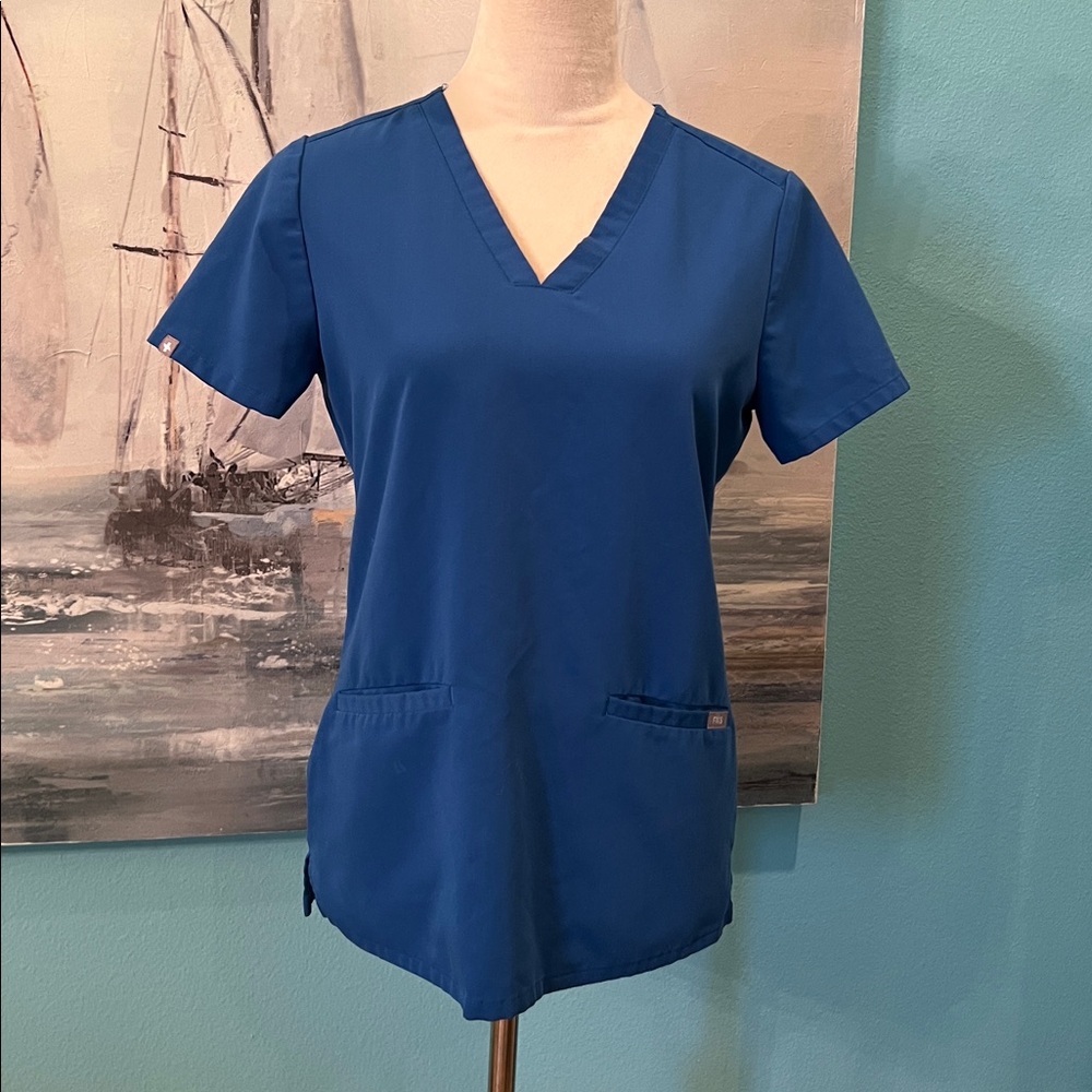 FIGS Casma 3 Pocket Royal Blue Scrub Top, XS